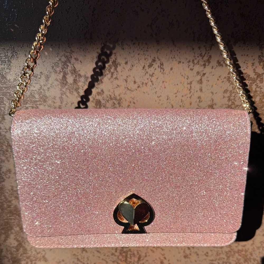 Kate Spade Pink Glitter Shimmer Nicola Twistlock Crossbody Bag